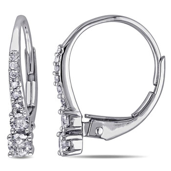 Bông tai Amour 10 Karat White Gold Leverback Hoop Earrings