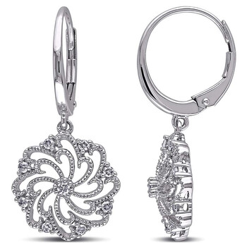 Bông tai Amour 10 Karat White Gold Diamond Leverback Earrings