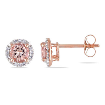 Bông tai Amour Morganite Halo Earrings With Diamonds In 10K Rose Gold