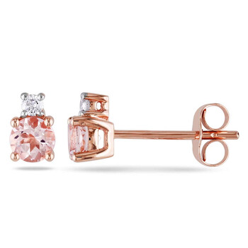 Bông tai Amour Morganite Stud Earrings With Diamonds In 10K Rose Gold