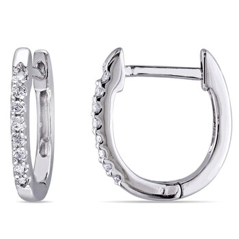 Bông tai Amour 1/10 Ct Tw Diamond Hoop Earrings In 10K White Gold