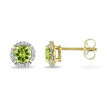 Bông tai Amour Peridot Halo Earrings With Diamonds In 10K Yellow Gold