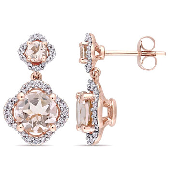 Bông tai Amour 14K Rose Gold Morganite And Diamond Earrings Jms004270