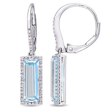 Bông tai Amour Swiss Bleu Topaz And Diamond Drop Earrings Jms004339