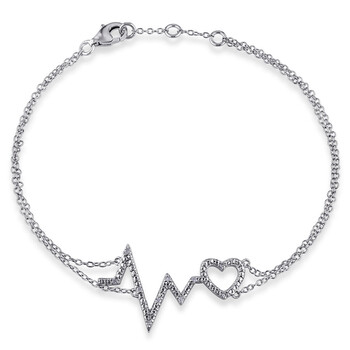 Vòng tay Amour 0.05 Ct Diamond Tw Bracelet With Chain Silver Gh I2;I3 Length (Inches): 7.25 chính hãng