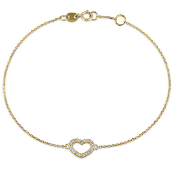 Vòng tay Amour 1/10 Ct Diamond Tw Bracelet With Chain 14K Yellow Gold Gh Si Length (Inches): 7" + 0.5" Ext. chính hãng