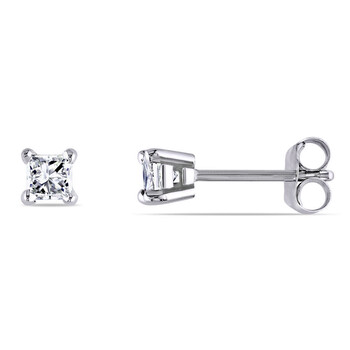 Amour 14K White Gold 1/3 Ct Tdw Diamond Solitaire Stud Earrings 1 Bông tai Amour 14K White Gold 1/3 Ct Tdw Diamond Solitaire Stud Earrings