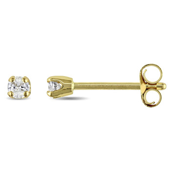 Bông tai Amour 14K Yellow Gold 1/10 Ct Tdw Diamond Solitaire Stud Earrings
