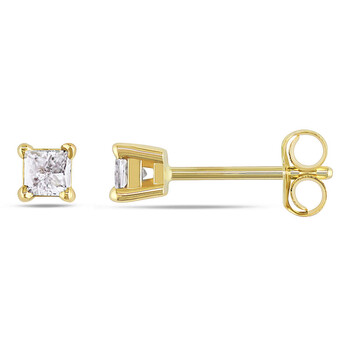 Bông tai Amour 14K Yellow Gold 1/4 Ct Tdw Diamond Solitaire Stud Earrings
