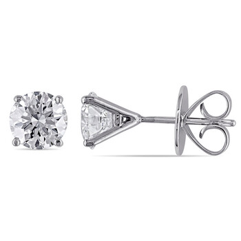 Bông tai Amour 18K White Gold 2 1/8 Ct Tdw Diamond Solitaire Stud Earrings