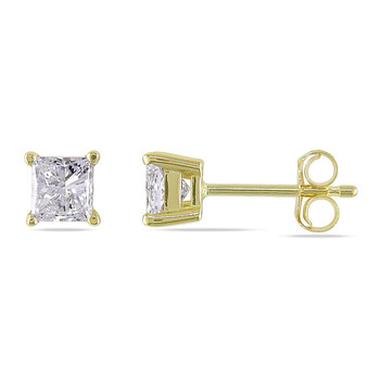 Bông tai Amour 14K Yellow Gold 3/4 Ct Tdw Diamond Solitaire Stud Earrings