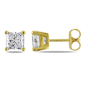 Bông tai Amour 14K Yellow Gold 2 Ct Tdw Diamond Solitaire Stud Earrings