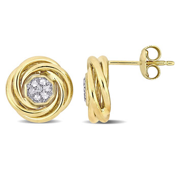 Bông tai Amour 14K Yellow Gold 0.04 Ct Tgw White Topaz Stud Earrings