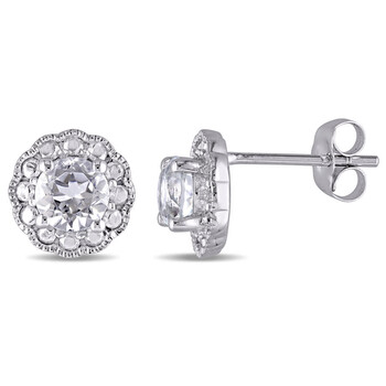 Bông tai Amour 10K White Gold 1 1/6 Ct Tgw White Topaz Stud Earrings