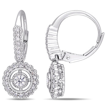 Bông tai Amour 10K White Gold 1/2 Ct Tdw Diamond Dangle Earrings