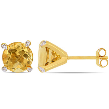 Bông tai Amour 10K Yellow Gold 3 3/4 Ct Tgw Citrine And 0.024 Ct Tdw Diamond Stud Earrings