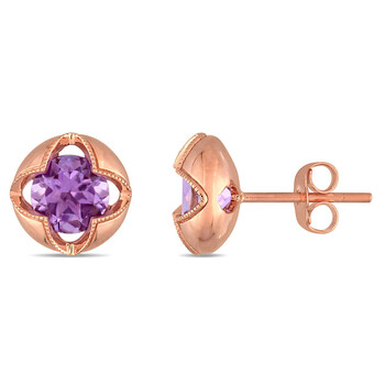 Bông tai Amour 10K Rose Gold 1 1/3 Ct Tgw Amethyst Stud Earrings