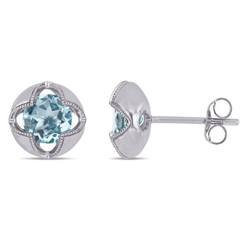 Bông tai Amour 10K White Gold 2 Ct Tgw Sky Blue Topaz Stud Earrings