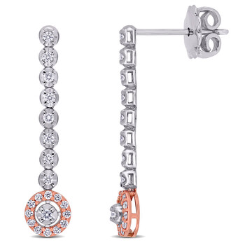 Bông tai Amour 14K Two-Tone Gold 1/3 Ct Tdw Diamond Drop Earrings
