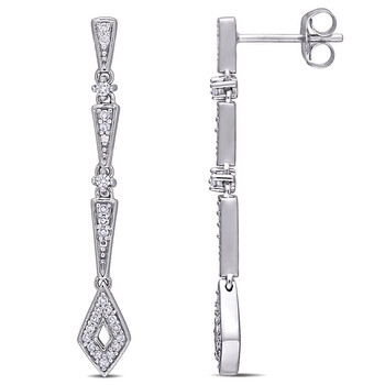 Amour 10K White Gold 1/5 Ct Tdw Diamond Drop Earrings 1 Bông tai Amour 10K White Gold 1/5 Ct Tdw Diamond Drop Earrings