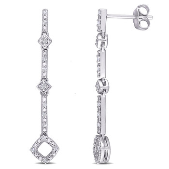Bông tai Amour 10K White Gold 1/6 Ct Tdw Diamond Drop Earrings