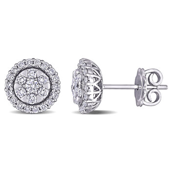 Amour 14K White Gold 3/4 Ct Tdw Diamond Stud Earrings 2 Bông tai Amour 14K White Gold 3/4 Ct Tdw Diamond Stud Earrings