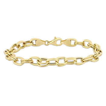 Vòng tay Amour 14K Yellow Gold Double Oval Link Bracelet W/ Lobster Clasp chính hãng