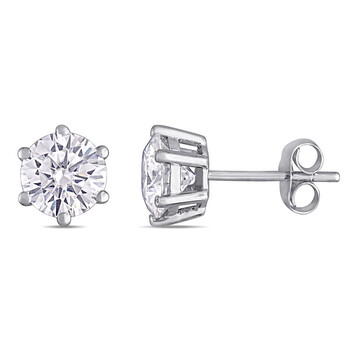 Bông tai Amour Ladies 14K White Gold 2 Ct Round Cut White Moissanite Stud Earrings