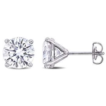 Amour Ladies 14K White Gold 4 Ct Round Cut White Moissanite Stud Earrings 2 Bông tai Amour Ladies 14K White Gold 4 Ct Round Cut White Moissanite Stud Earrings