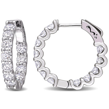 Bông tai Amour Ladies 10K White Gold 3.4 Ct Round Cut White Moissanite Hoop Earrings