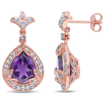 Bông tai Amour Rose Plated Sterling Silver 4 5/8 Ct Tgw Amethyst