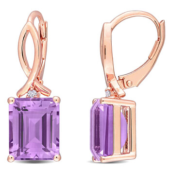 Amour Rose Plated Sterling Silver 6 1/3 Ct Tgw Rose De France And White Topaz Leverback Earrings 1 Bông tai Amour Rose Plated Sterling Silver 6 1/3 Ct Tgw Rose De France And White Topaz Leverback Earrings