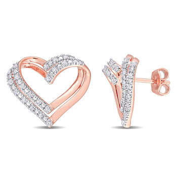 Bông tai Amour Rose Silver 1/5 Ct Tdw Diamond Stud Earrings