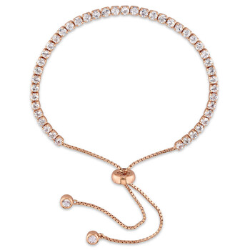 Vòng tay Amour Rose Silver 3 3/4 Ct Tgw White Topaz Tassel Bolo Bracelet chính hãng