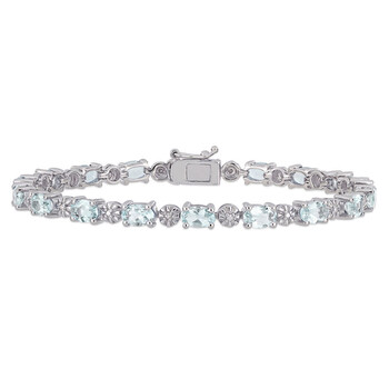 Vòng tay Amour Sterling Silver 0.02 Ct Tdw Diamond And 7 1/5 Ct Tgw Aquamarine Bracelet chính hãng