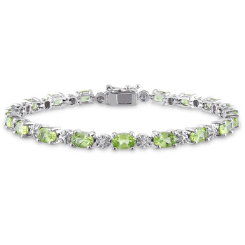 Vòng tay Amour Sterling Silver 0.02 Ct Tdw Diamond And 8 4/5 Ct Tgw Peridot Tennis Bracelet chính hãng