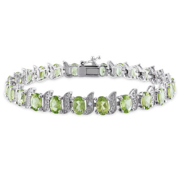 Vòng tay Amour Sterling Silver 0.03 Ct Tdw Diamond And 11 3/4 Ct Tgw Peridot Tennis Bracelet chính hãng