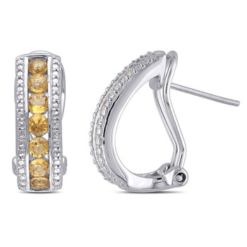 Bông tai Amour Sterling Silver 1 1/2 Ct Tgw Citrine Channel Set Earrings