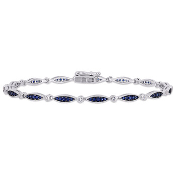 Vòng tay Amour Sterling Silver 1 1/3 Ct Tgw Created Blue And White Sapphire Infinity Link Bracelet chính hãng