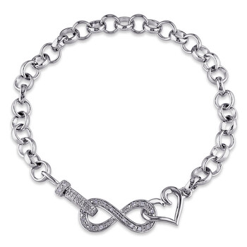 Vòng tay Amour Sterling Silver 1/10 Ct Diamond Tw Link Bracelet With Chain chính hãng