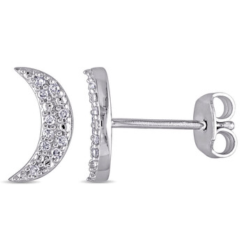 Bông tai Amour Sterling Silver 1/10 Ct Tdw Diamond Crescent Earrings