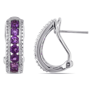Bông tai Amour Sterling Silver 1 3/8 Ct Tgw Amethyst Earrings