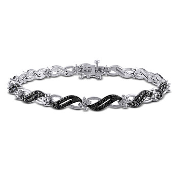 Vòng tay Amour Sterling Silver 1/4 Ct Black Diamond Tw Bracelet W/ Black Rhodium Plated chính hãng