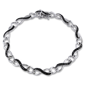 Vòng tay Amour Sterling Silver 1 / 4 Ct Black Diamond Black Rhodium Plated Link Bracelet chính hãng