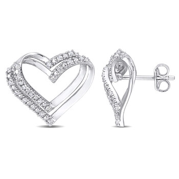 Bông tai Amour Sterling Silver 1/5 Ct Tdw Diamond Stud Earrings