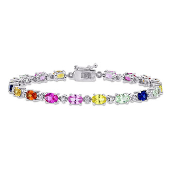 Vòng tay Amour Sterling Silver 10 1/4 Ct Tgw Multi Color Created Sapphire Tennis Bracelet chính hãng
