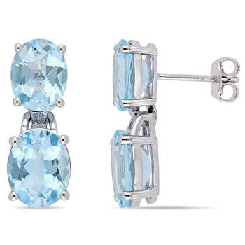 Bông tai Amour Sterling Silver 12 5/8 Ct Tgw Sky-Blue Topaz Dangle Earrings