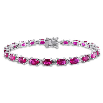 Vòng tay Amour Sterling Silver 16 1/2 Ct Tgw Created Ruby Bracelet chính hãng