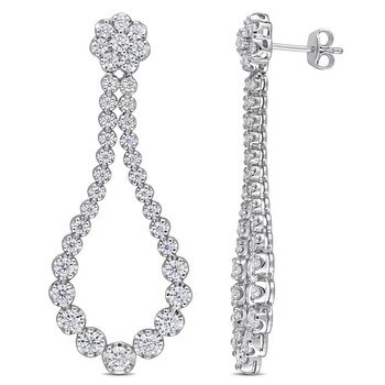 Bông tai Amour Sterling Silver 2 3/4 Ct Dew Created Moissanite Open Pear Shape Dangle Earrings