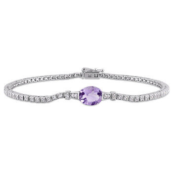 Vòng tay Amour Sterling Silver 2 3/4 Ct Tgw Amethyst Created White Sapphire Tennis Bracelet chính hãng